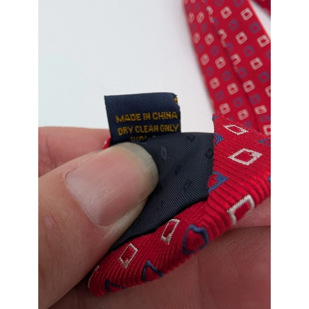 The Cotswold Collection by J.S. Blank Mens Red Geometric Squares Silk Tie